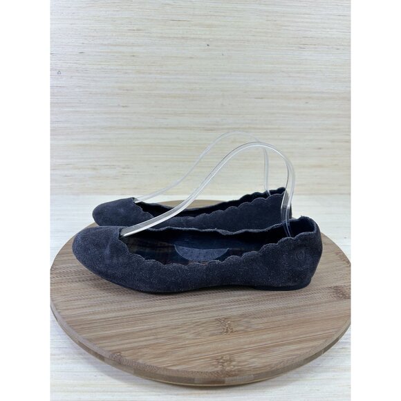 Born Brown Suede Scalloped Plaid Ballet Flats Womens Size 7.5 - Picture 1 of 8